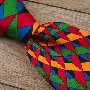 RUSH LIMBAUGH No Boundaries Multicolor Shape Abstract‎ USA Silk Tie 90s VTG